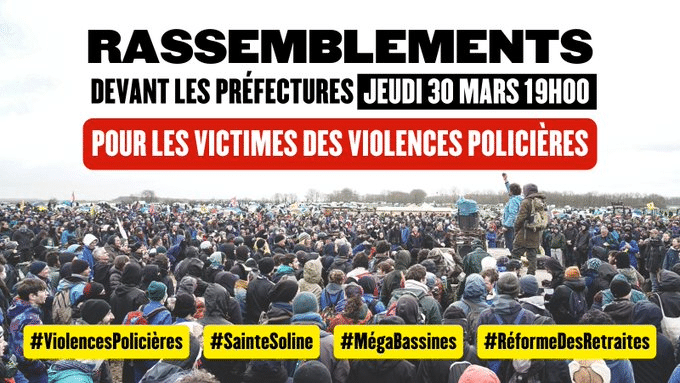 Jeudi 30 mars : Appel à participer aux rassemblement devant les préfectures : contre la répression policière de mouvements populaires pourtant légitimes !